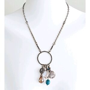 Didae‎ Shablool Israel 925 Sterling Silver Necklace Opal Heart Dangle 18" 8g